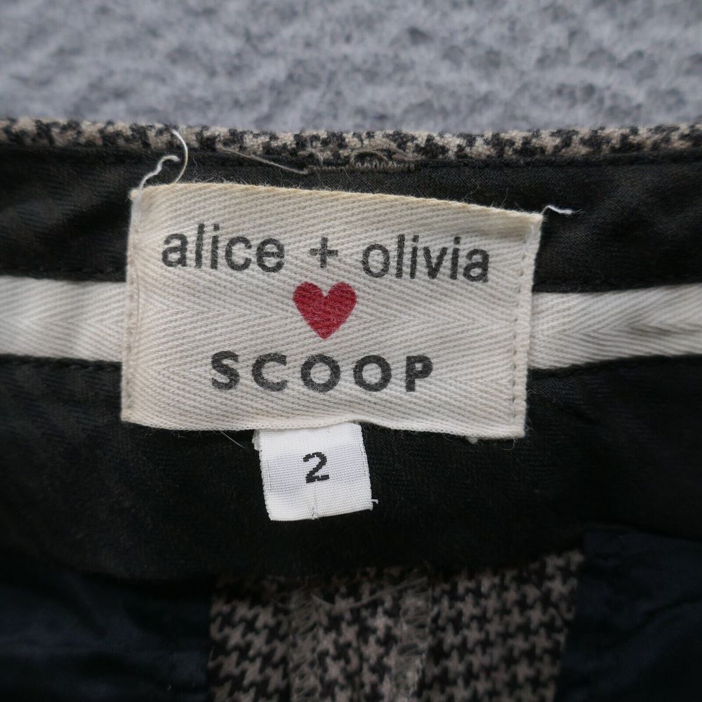 Alice Olivia Womens Wide Leg Wool Trouser Pants 2 Beige Brown Houndstooth Career - Picture 6 of 13